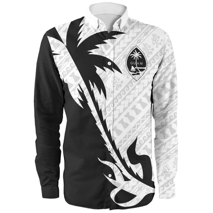 Guam Long Sleeve Shirt Custom Tribal Coconut Tree Half Style