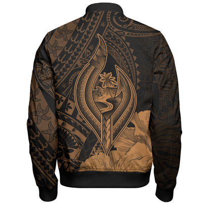 Guam Bomber Jacket Tribal Seal Hook Hibiscus Style
