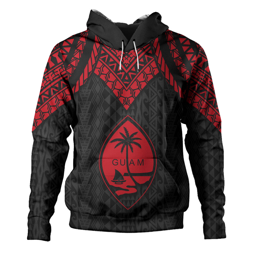 Guam Hoodie Polynesian Armor Style Red