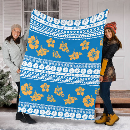 Fiji Premium Blanket Tapa Flower Fabric Print