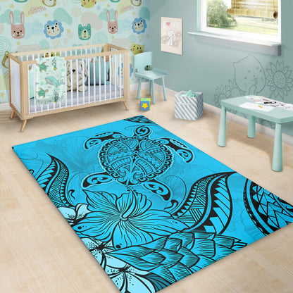Hawaii Area Rug Tribal Turtle And Flowers Island Life