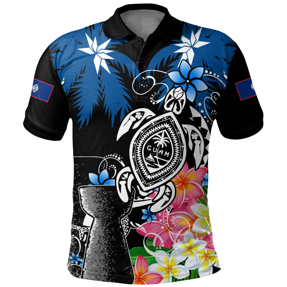Guam Polo Shirt Chamorro With Seal Turtle Coconut Tree