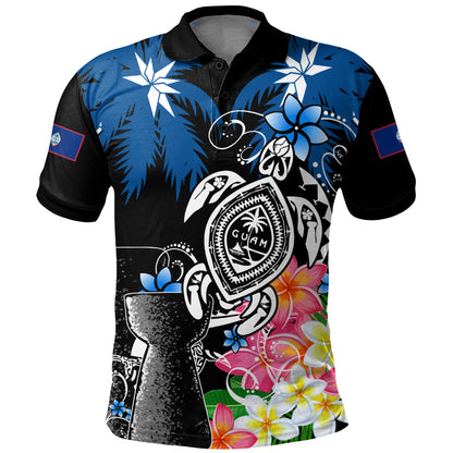 Guam Polo Shirt Chamorro With Seal Turtle Coconut Tree
