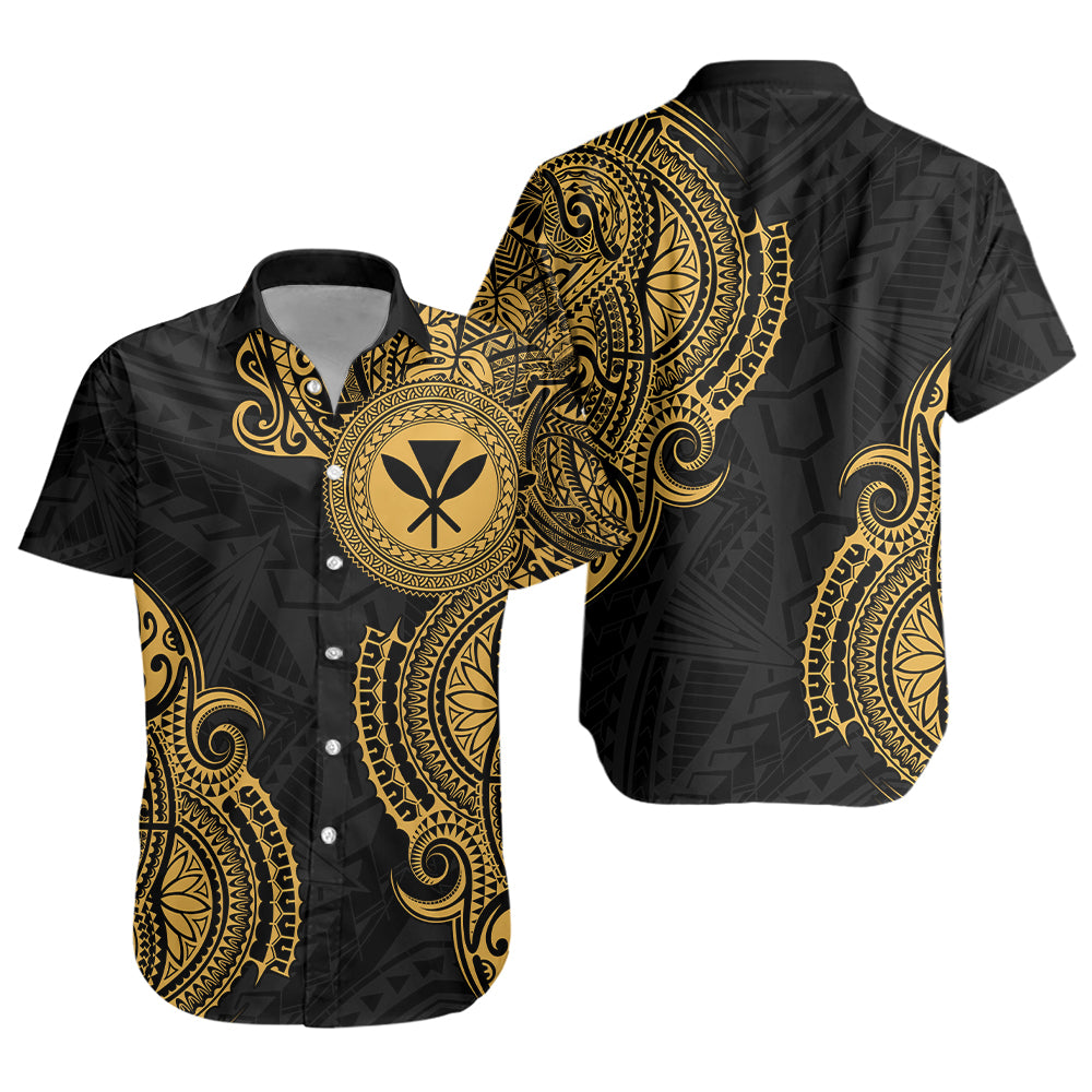 Hawaii Short Sleeve Shirt Tribal Polynesia Half With Seal Kanaka