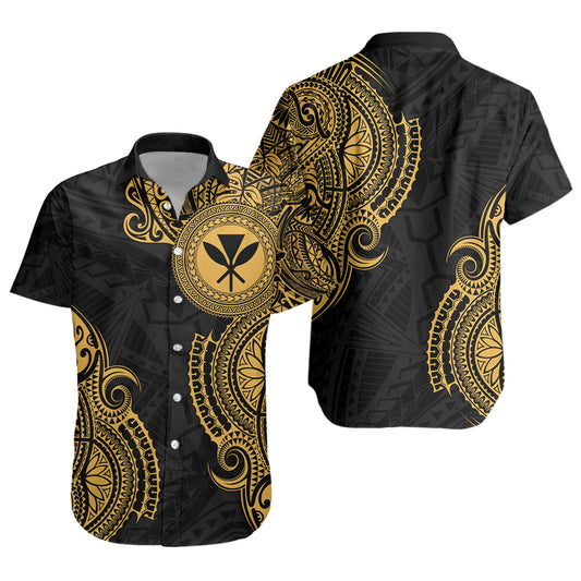 Hawaii Short Sleeve Shirt Tribal Polynesia Half With Seal Kanaka