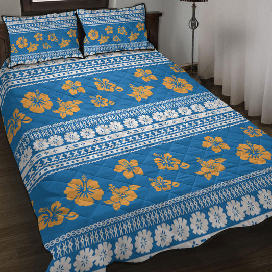 Fiji Quilt Bed Set Tapa Flower Fabric Print