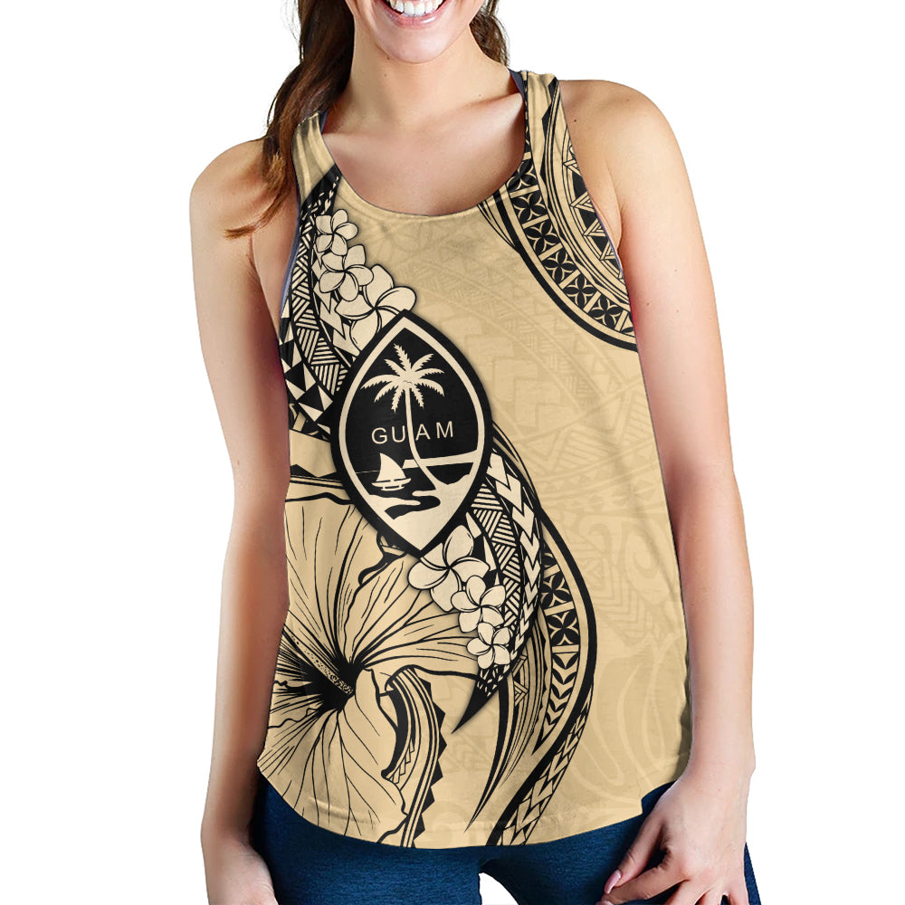 Guam Women Tank Tribal Tropical Flower With Pattern Leaves