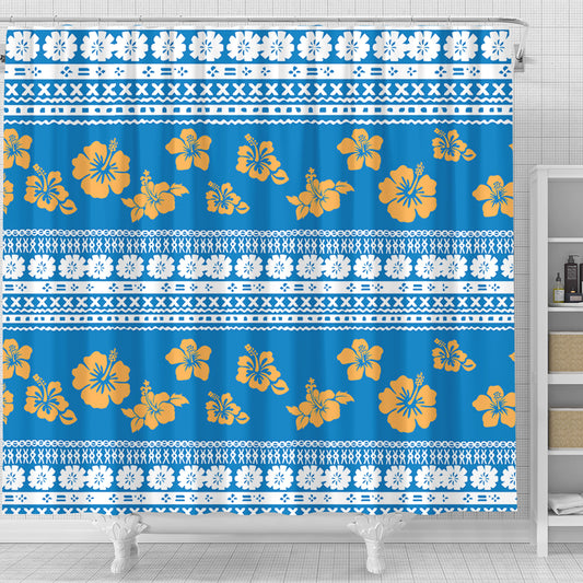 Fiji Shower Curtain Tapa Flower Fabric Print