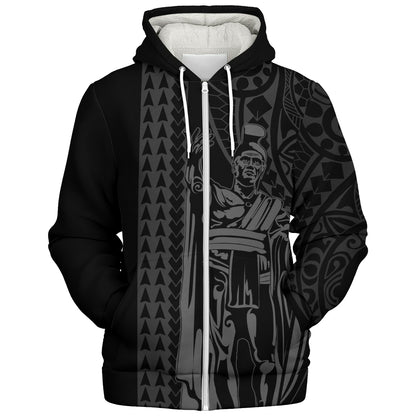Hawaii Sherpa Hoodie Polynesian Tribal King Kamehameha I Kakau