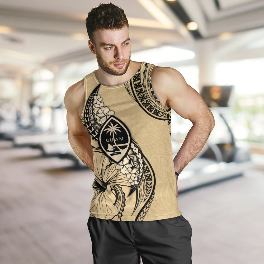 Guam Tank Top Tribal Tropical Flower With Pattern Leaves