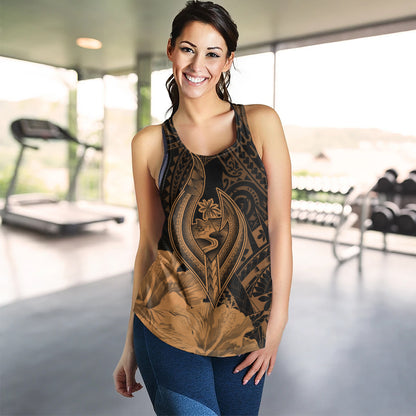 Guam Women Tank Tribal Seal Hook Hibiscus Style