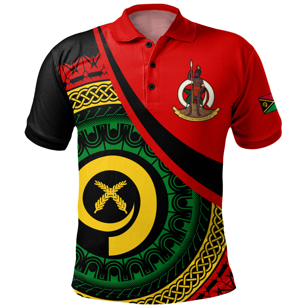 Vanuatu Polo Shirt Custom Melanesian Tribal Circle Tattoo Style
