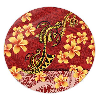Hawaii Round Rug Plumeria Flower Fabric Design