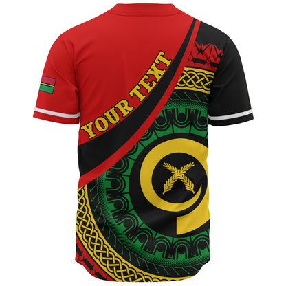 Vanuatu Baseball Shirt Custom Melanesian Tribal Circle Tattoo Style