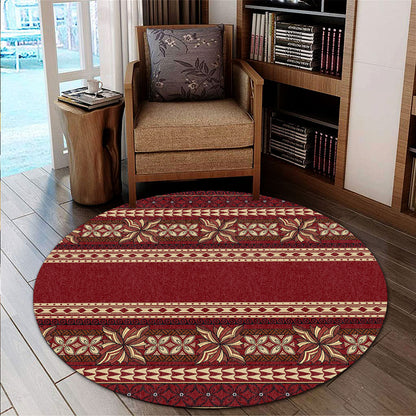 Samoa Round Rug Siapo Pattern Design