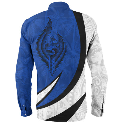 Guam Long Sleeve Shirt Seal And Map Tribal Coconut Tree Pattern Circle Curve