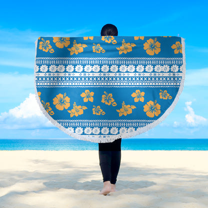 Fiji Beach Blanket Tapa Flower Fabric Print