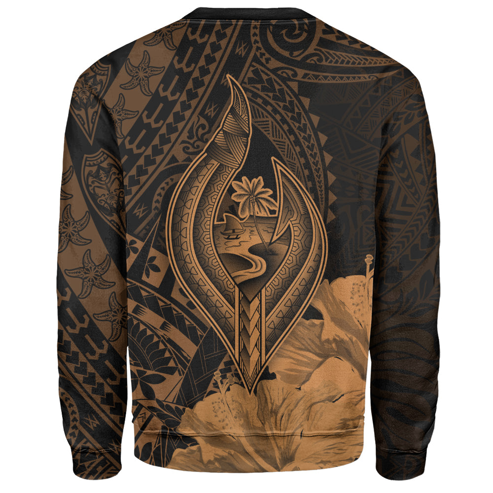 Guam Sweatshirt Tribal Seal Hook Hibiscus Style