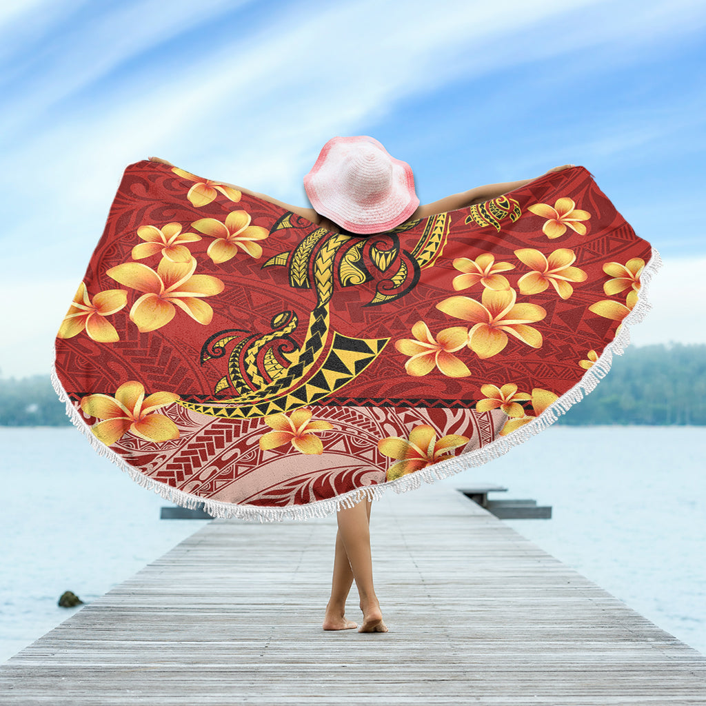 Hawaii Beach Blanket Plumeria Flower Fabric Design