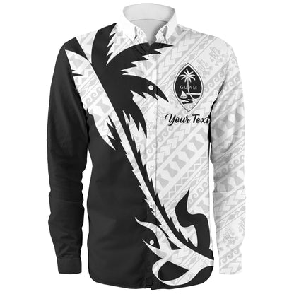 Guam Long Sleeve Shirt Custom Tribal Coconut Tree Half Style
