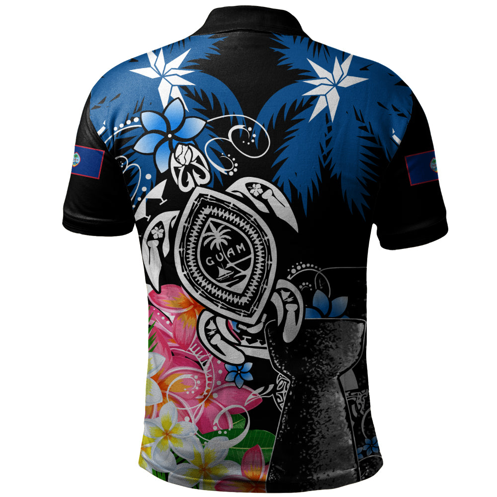 Guam Polo Shirt Chamorro With Seal Turtle Coconut Tree