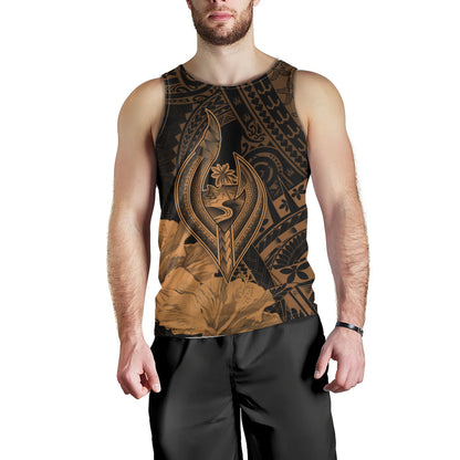 Guam Tank Top Tribal Seal Hook Hibiscus Style