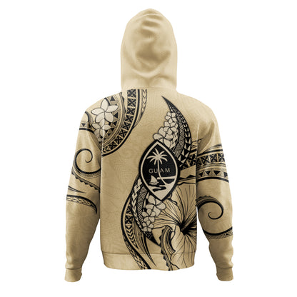 Guam Hoodie Tribal Tropical Flower With Pattern Leaves