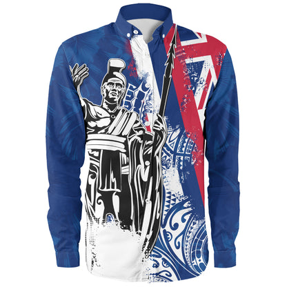 Hawaii Long Sleeve Shirt King Kamehameha I Flag Tropical