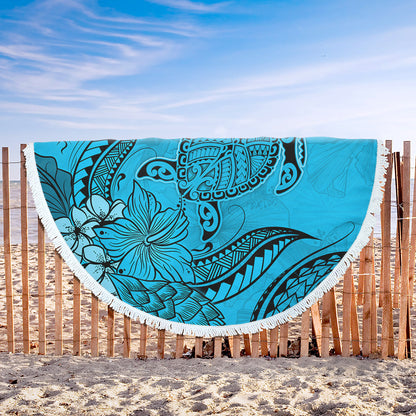 Hawaii Beach Blanket Tribal Turtle And Flowers Island Life