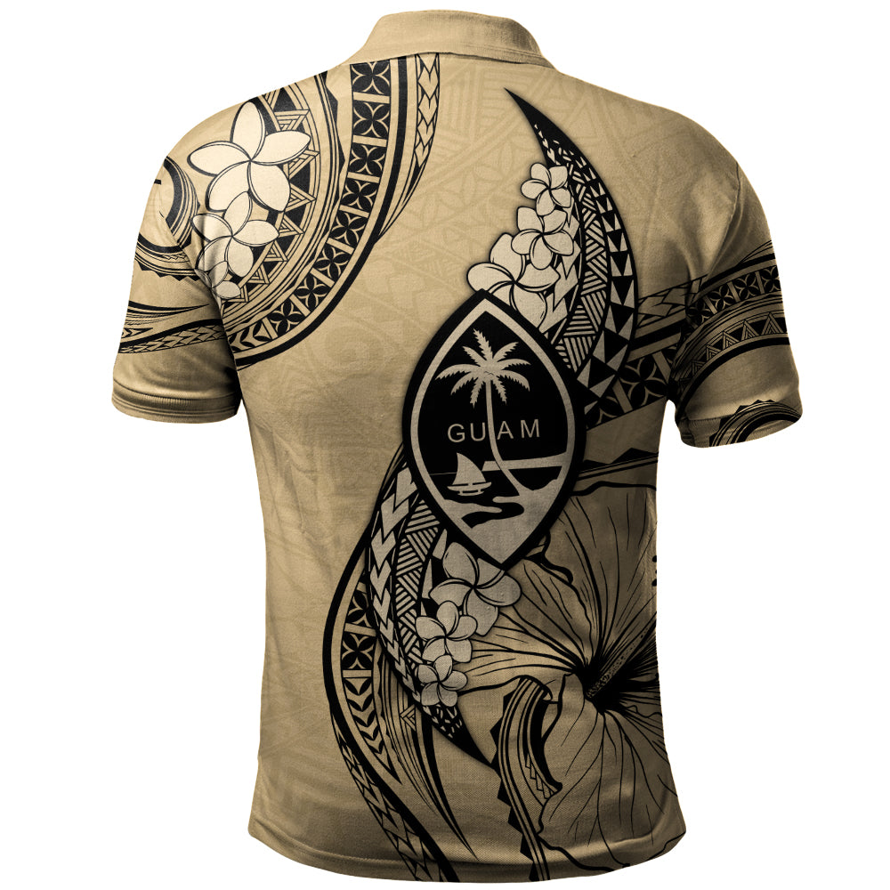 Guam Polo Shirt Tribal Tropical Flower With Pattern Leaves