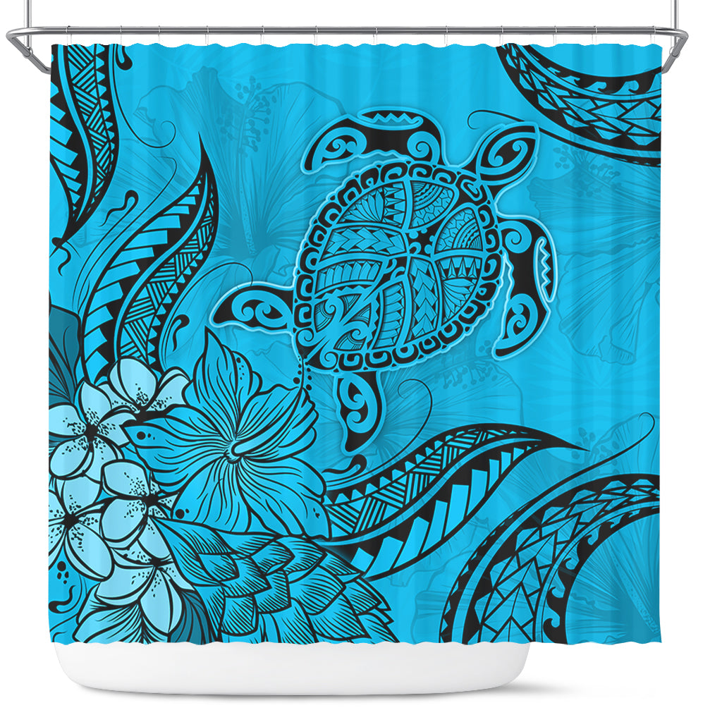 Hawaii Shower Curtain Tribal Turtle And Flowers Island Life