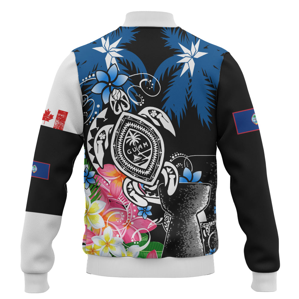 Guam Baseball Jacket Chamorro With Seal Turtle Coconut Tree