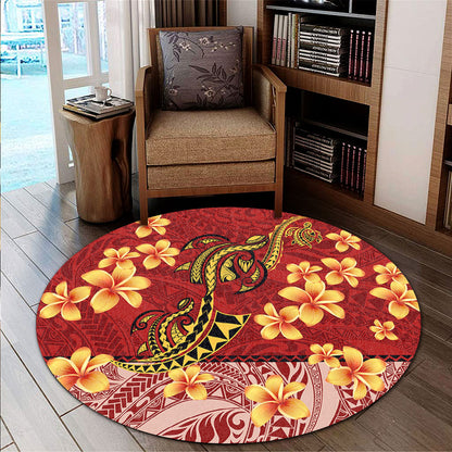 Hawaii Round Rug Plumeria Flower Fabric Design