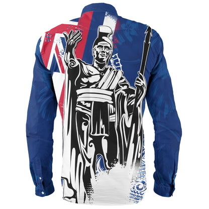 Hawaii Long Sleeve Shirt King Kamehameha I Flag Tropical