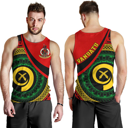 Vanuatu Tank Top Custom Melanesian Tribal Circle Tattoo Style