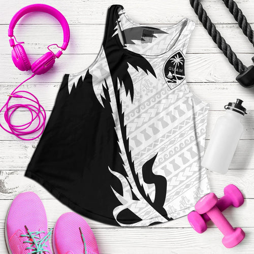 Guam Women Tank Custom Tribal Coconut Tree Half Style
