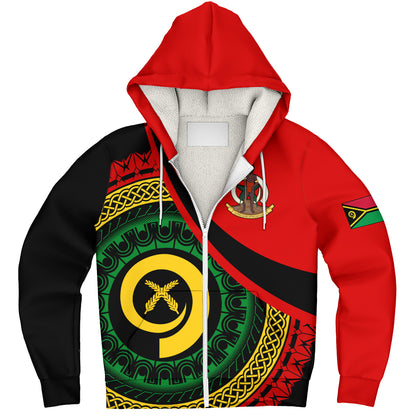 Vanuatu Sherpa Hoodie Custom Melanesian Tribal Circle Tattoo Style