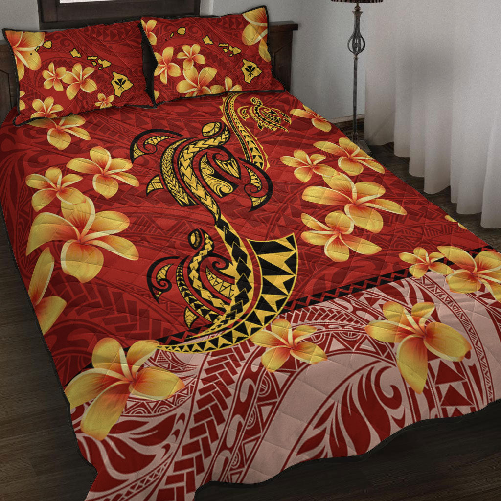 Hawaii Quilt Bed Set Plumeria Flower Fabric Design