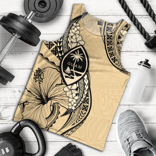 Guam Tank Top Tribal Tropical Flower With Pattern Leaves