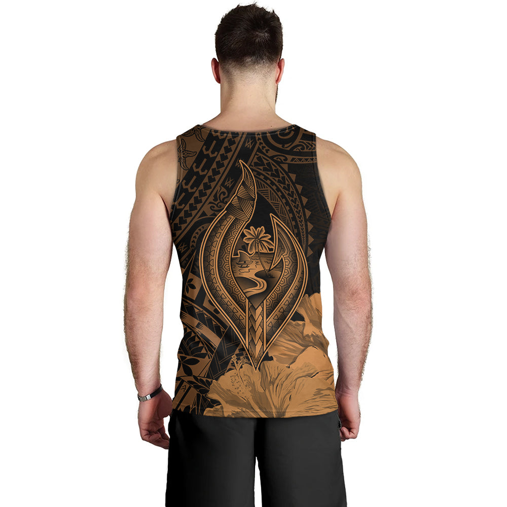 Guam Tank Top Tribal Seal Hook Hibiscus Style