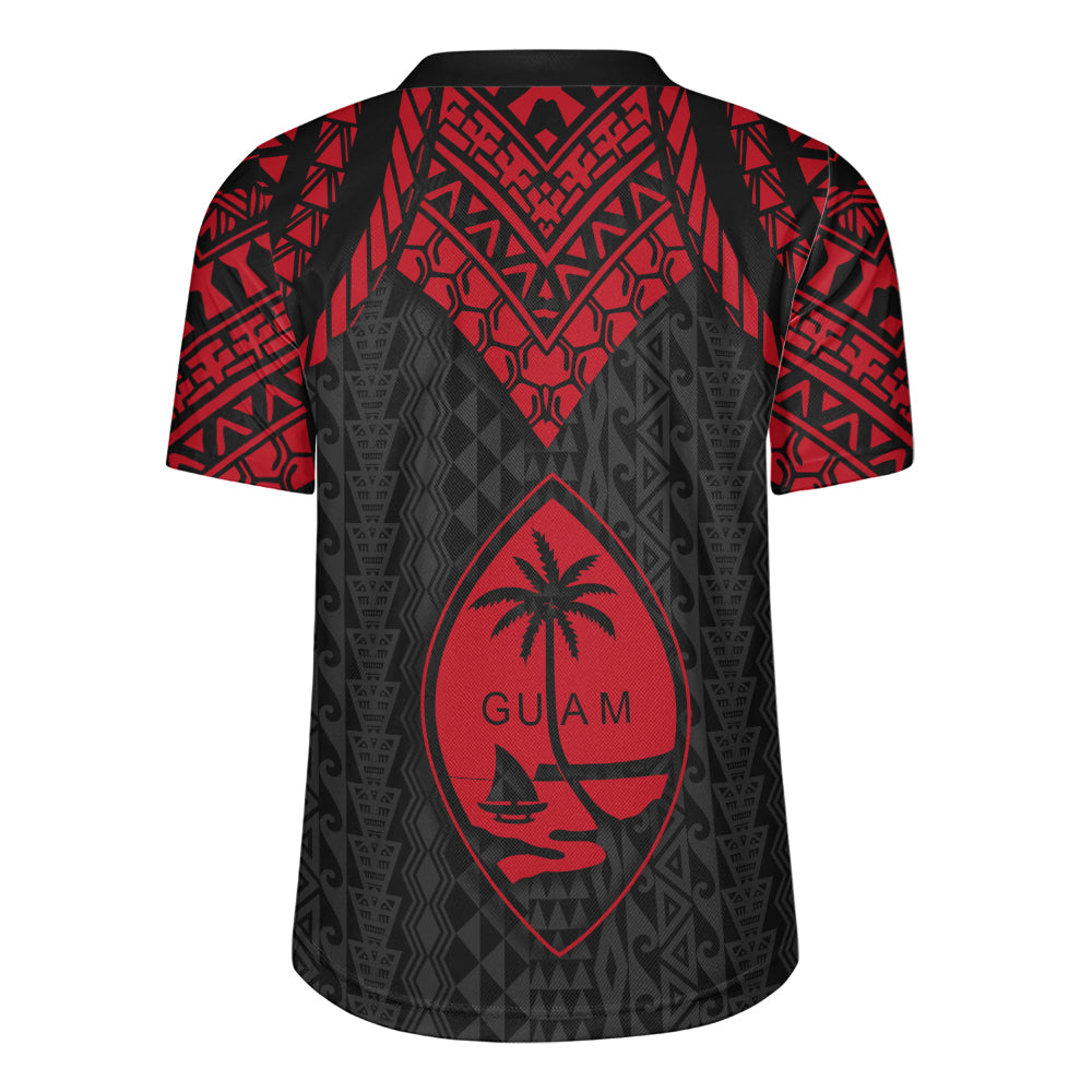 Guam Rugby Jersey Polynesian Armor Style Red
