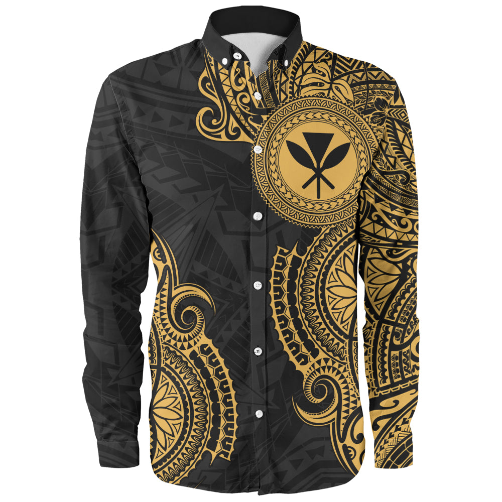 Hawaii Long Sleeve Shirt Tribal Polynesia Half With Seal Kanaka