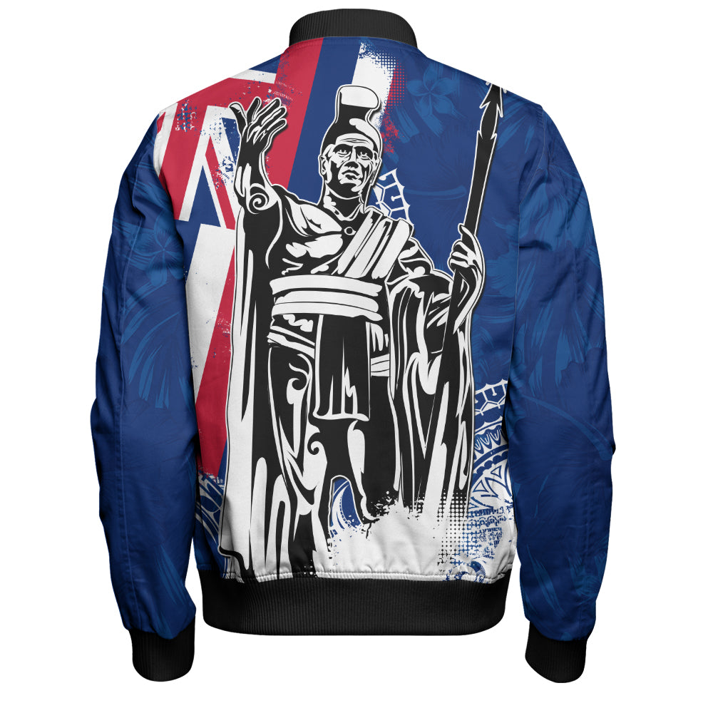 Hawaii Bomber Jacket King Kamehameha I Flag Tropical