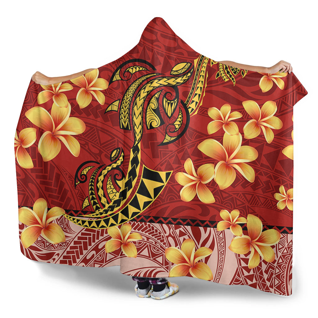 Hawaii Hooded Blanket Plumeria Flower Fabric Design