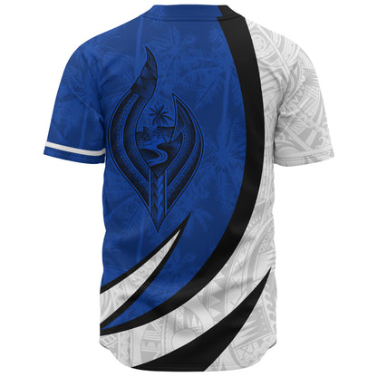 Guam Baseball Shirt Seal And Map Tribal Coconut Tree Pattern Circle Curve