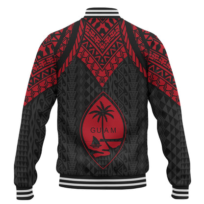 Guam Baseball Jacket Polynesian Armor Style Red