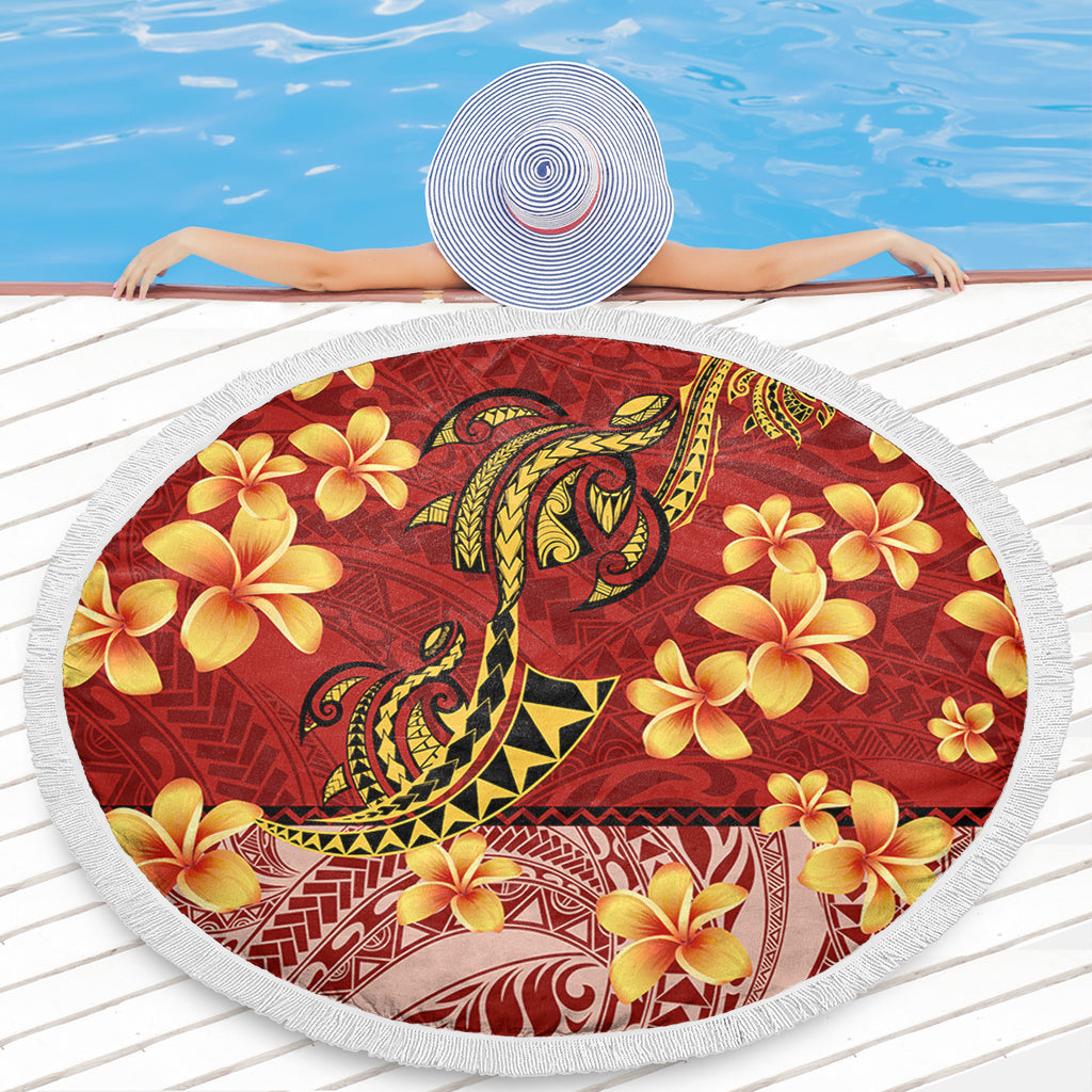 Hawaii Beach Blanket Plumeria Flower Fabric Design