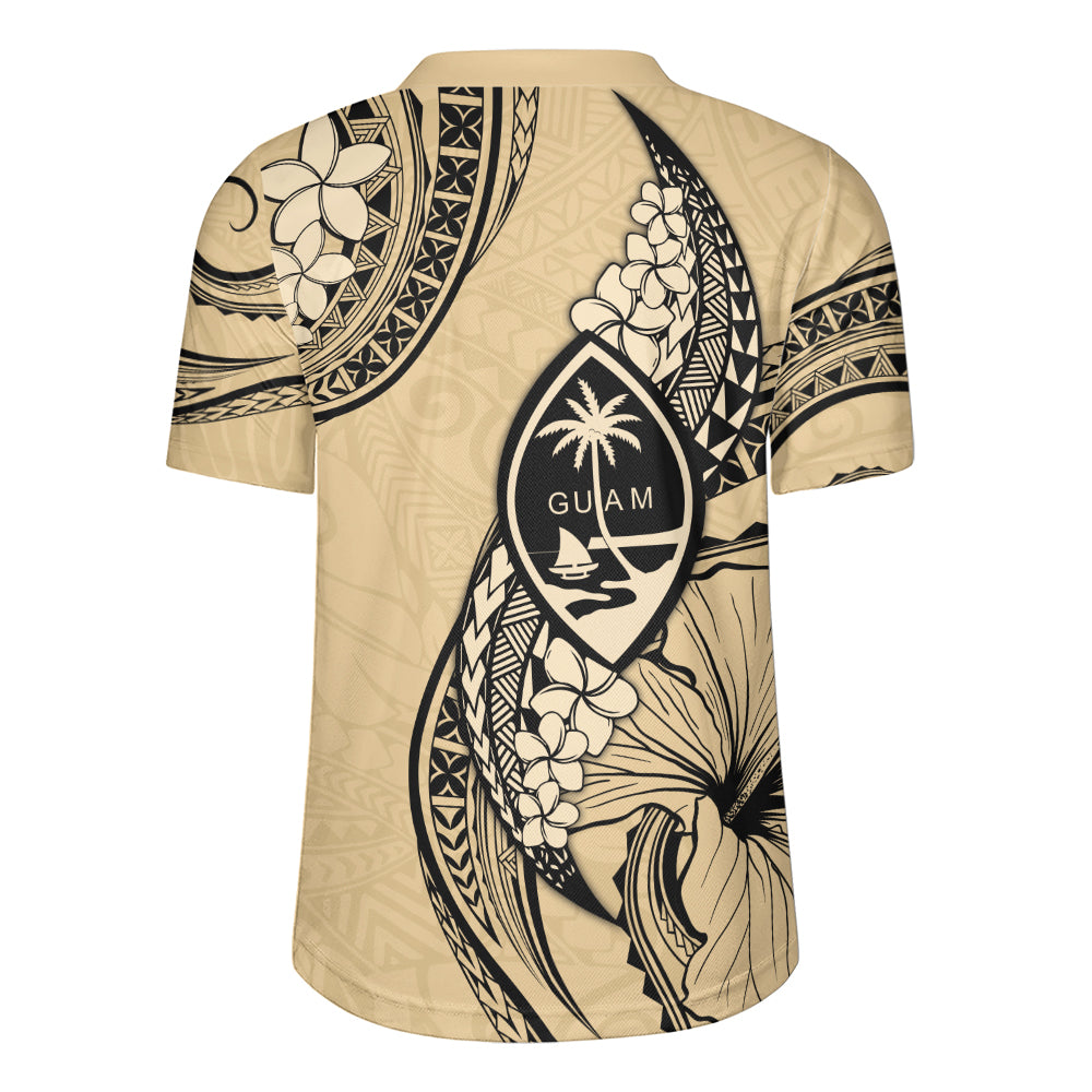 Guam Rugby Jersey Tribal Tropical Flower With Pattern Leaves