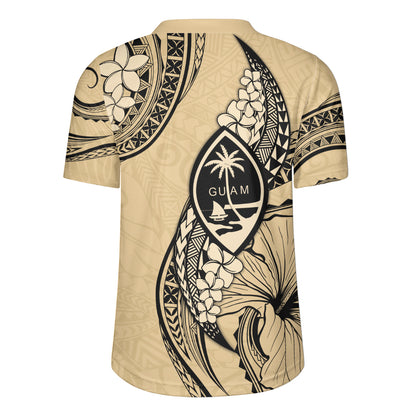 Guam Rugby Jersey Tribal Tropical Flower With Pattern Leaves