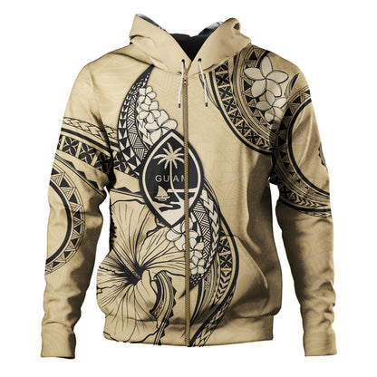 Guam Hoodie Tribal Tropical Flower With Pattern Leaves